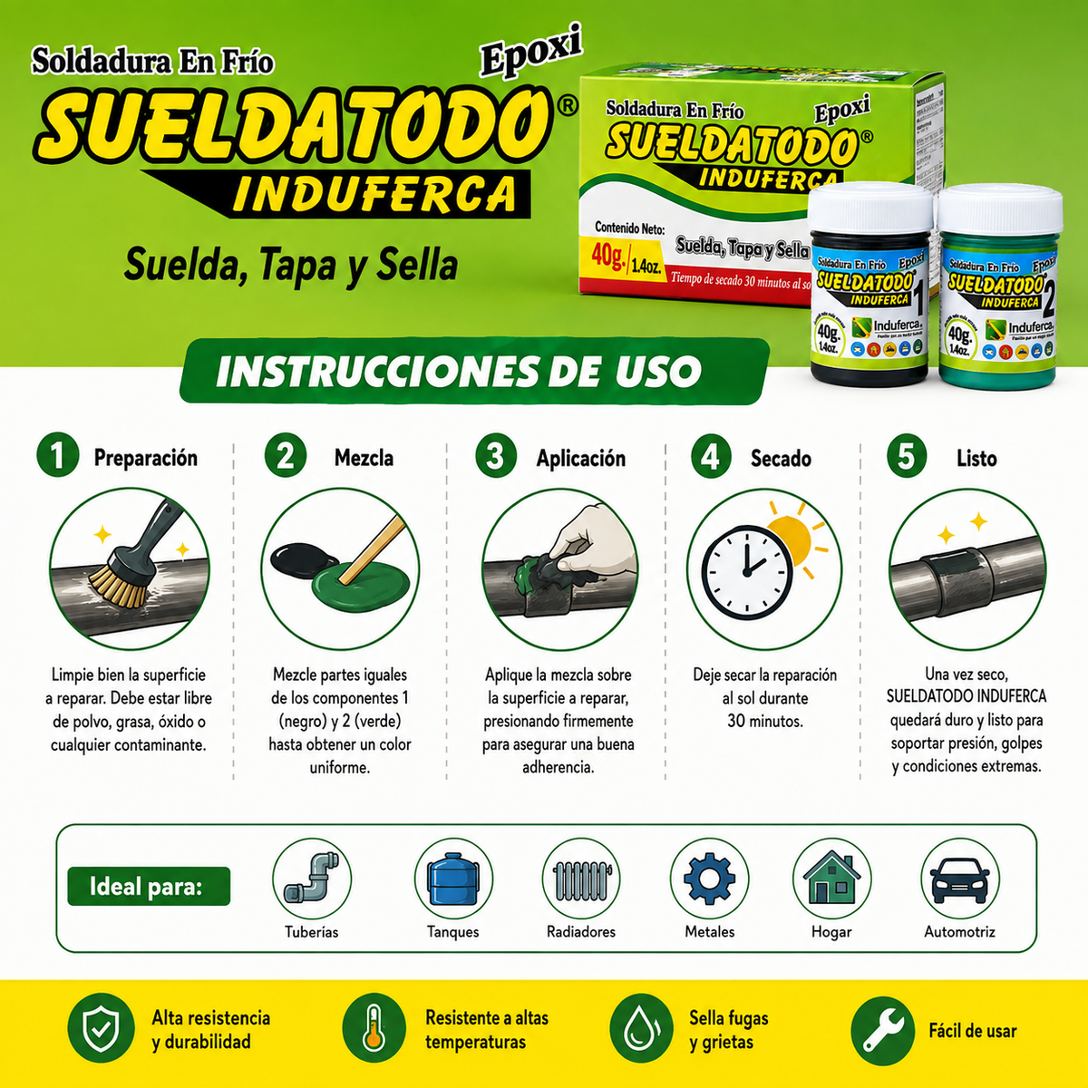 Paga 1 LLeva 2 Kit Sueldatodo - Suelda tapa sella y repara todo tipo de material en 30 minutos
