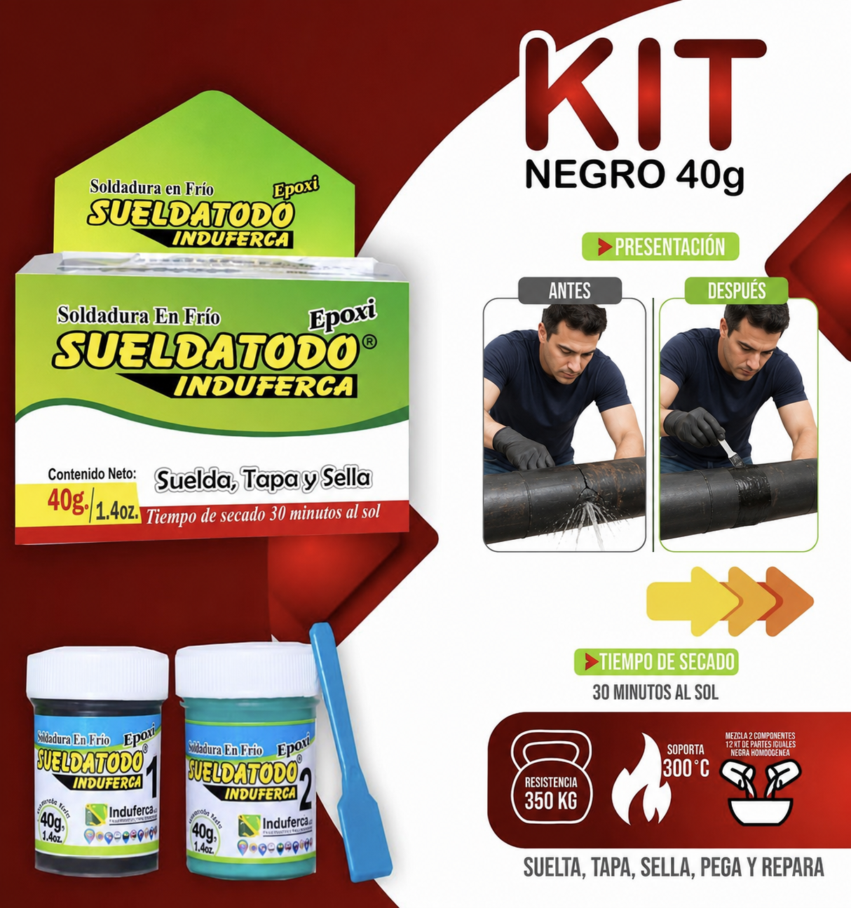 Sueldatodo - Repara soldando todo tipo de material 40 grs. Negro o blanco