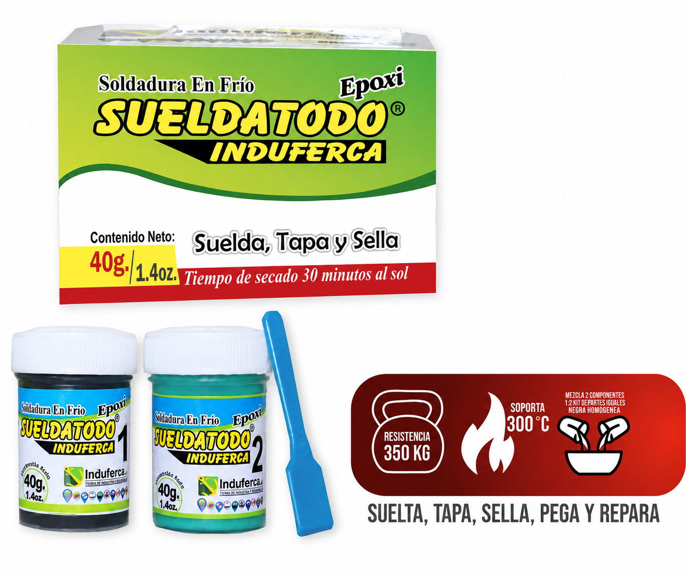 Sueldatodo - Repara soldando todo tipo de material 40 grs. Negro o blanco